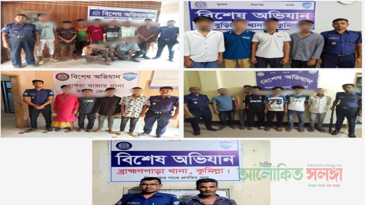 কুমিল্লায় কিশোর গ্যাং, মাদক ও ছিনতাইবিরোধী অভিযানে আটক-২৭৫